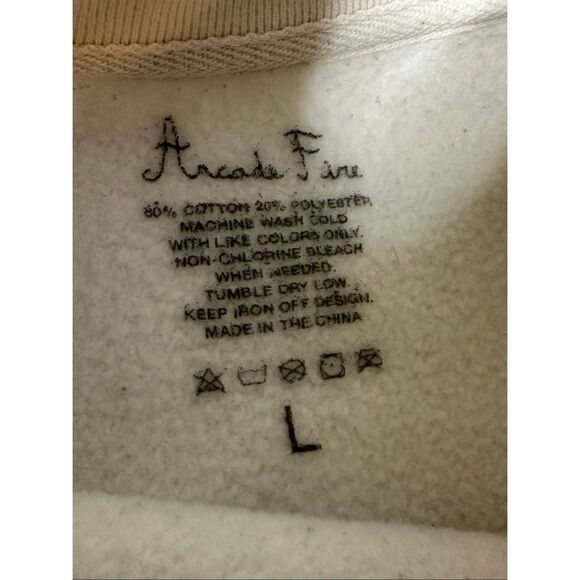 Arcade Fire Men's Light Gray Crew Neck Fleece Lined Pullover Sweatshirt Large - Picture 4 of 5